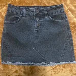 Justice black leopard print jean skirt with built in shorts girls size 8
